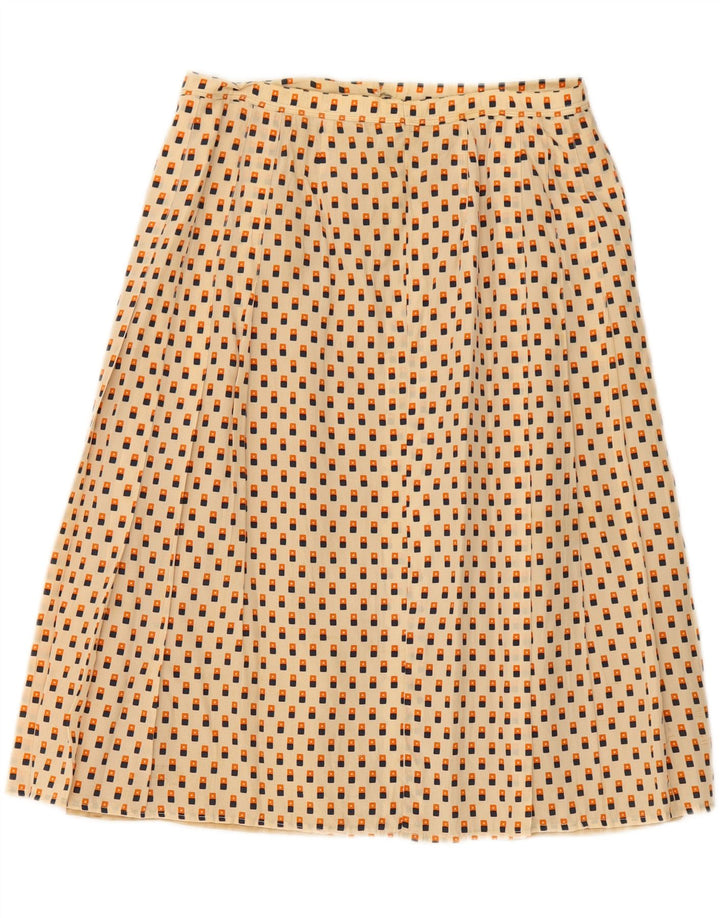 VINTAGE Womens A-Line Skirt W32 Large Beige Spotted Vintage Vintage and Second-Hand Vintage from Messina Hembry 