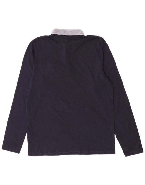 Ted Baker Mens Long Sleeve Polo Shirt Size 4 Large Navy Blue Cotton