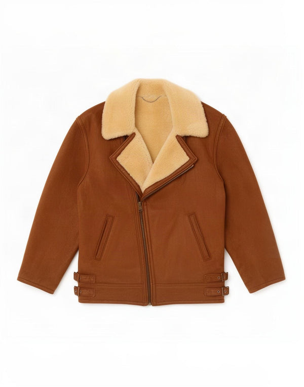 Vintage damska kurtka Shearling UK 14, duża brązowa