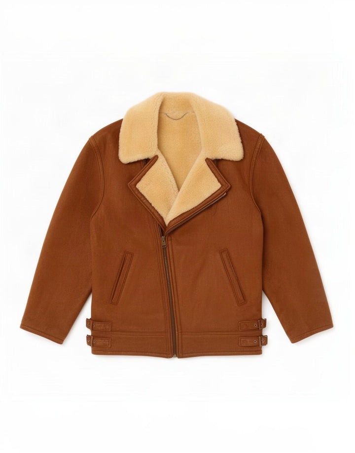 Vintage damska kurtka Shearling UK 14, duża brązowa