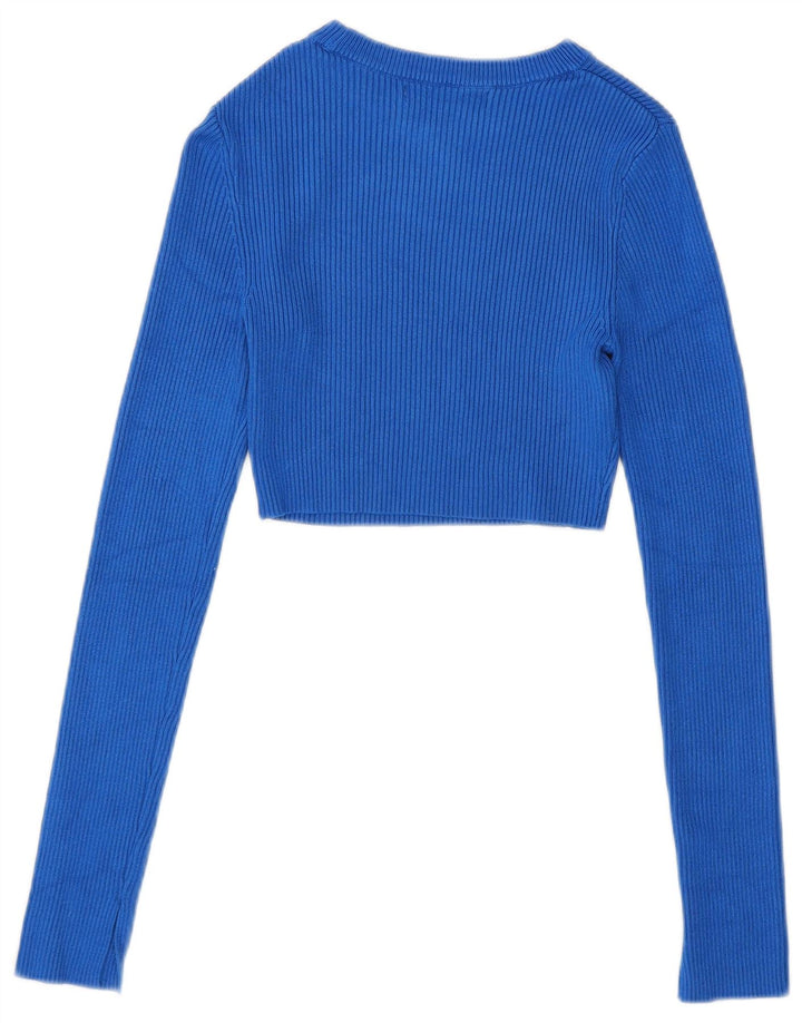 Sweter damski Pull & Bear z dekoltem w łódkę, rozmiar 8, mały, niebieski