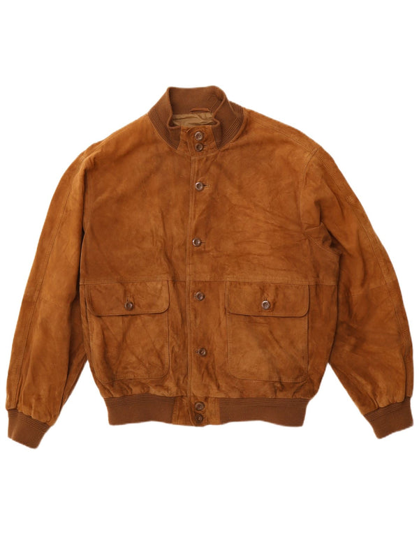 Męska zamszowa kurtka bomberka VINTAGE IT 50 duża beżowa skóra