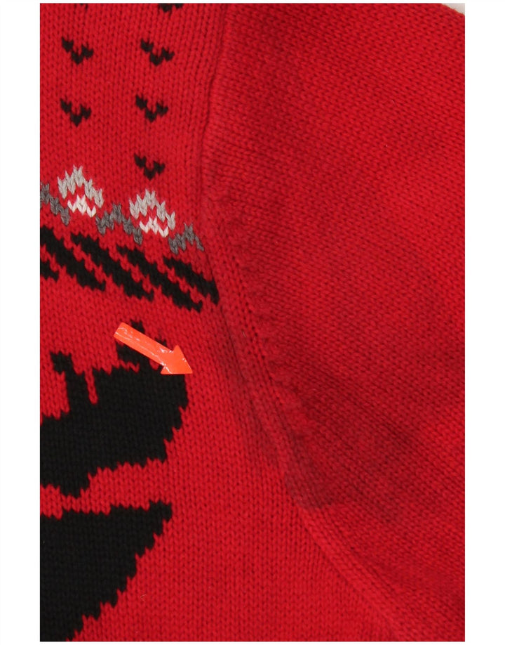 Męski sweter zapinany na zamek Chaps, duży, czerwony, bawełniany Fair Isle