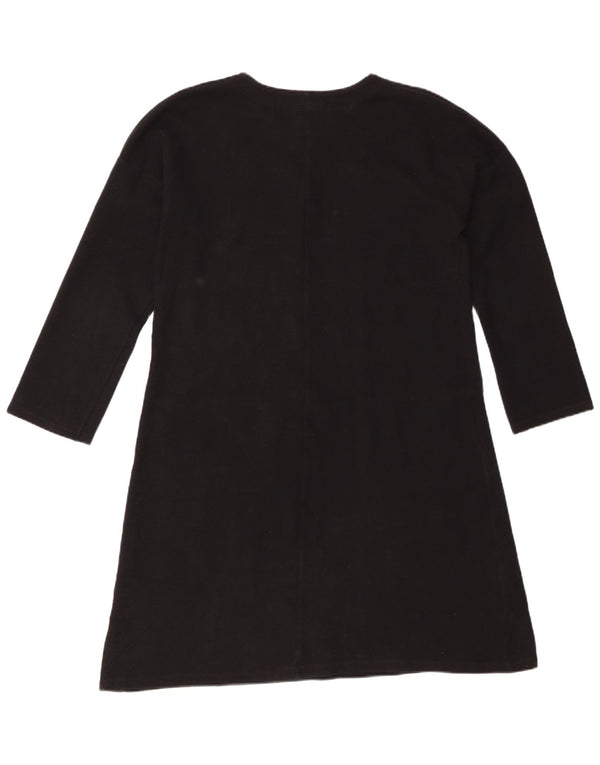 Zara Damska sukienka oversize z długim rękawem i dekoltem w kształcie litery A, UK 10, mała, czarna, bawełniana