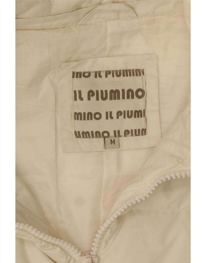 Damski ocieplany płaszcz z kapturem w stylu VINTAGE UK 14, średni, złamany biały poliester