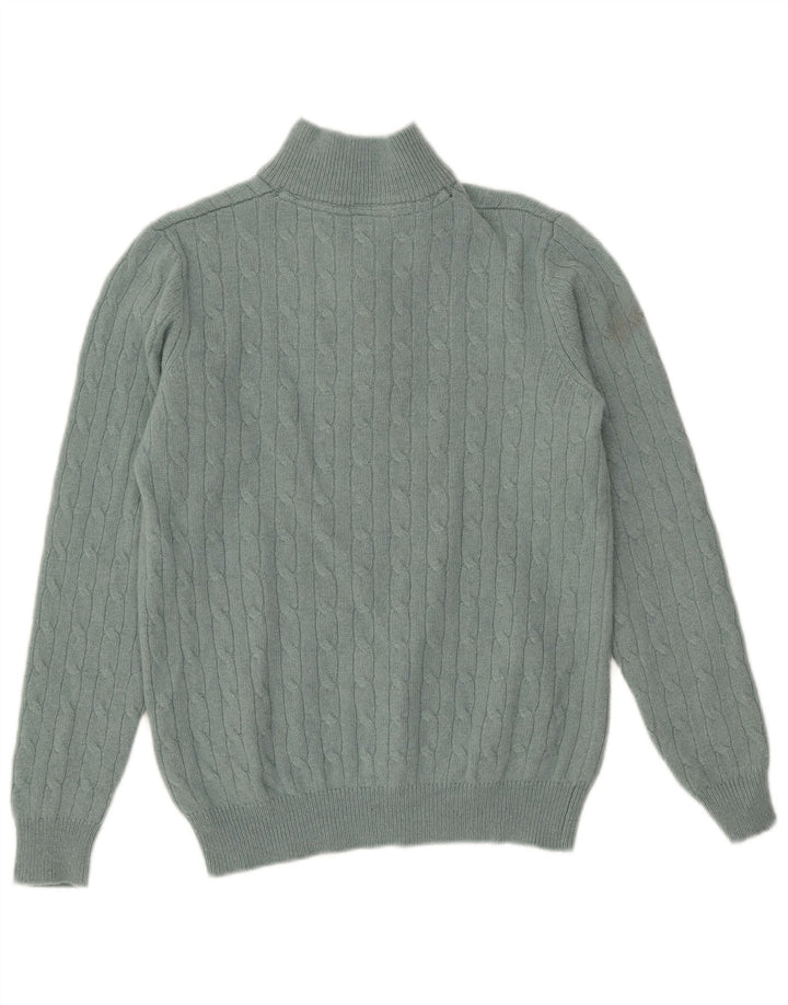Crew Clothing Męski sweter z zamkiem błyskawicznym, mały, zielony, wełniany