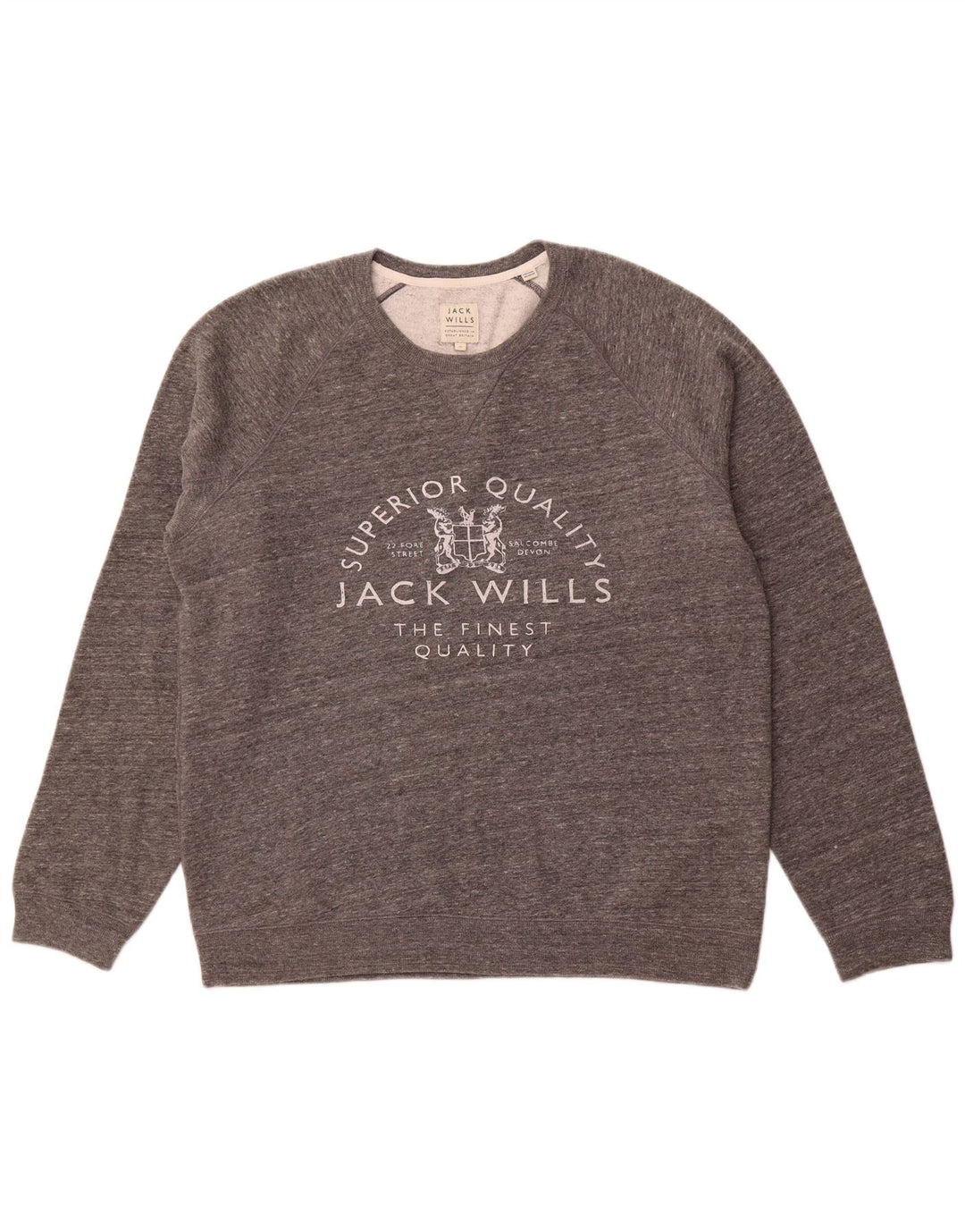 Męski sweter JACK WILLS z graficznym wycięciem pod szyją XL, szara, bawełniana w plamki