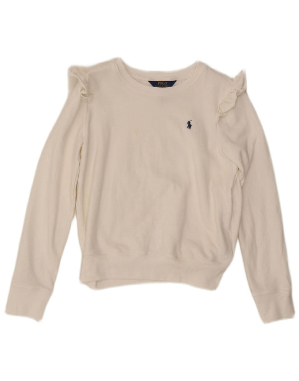 Polo Ralph Lauren Girls Sweatshirt Jumper 12-13 Years Large White Cotton