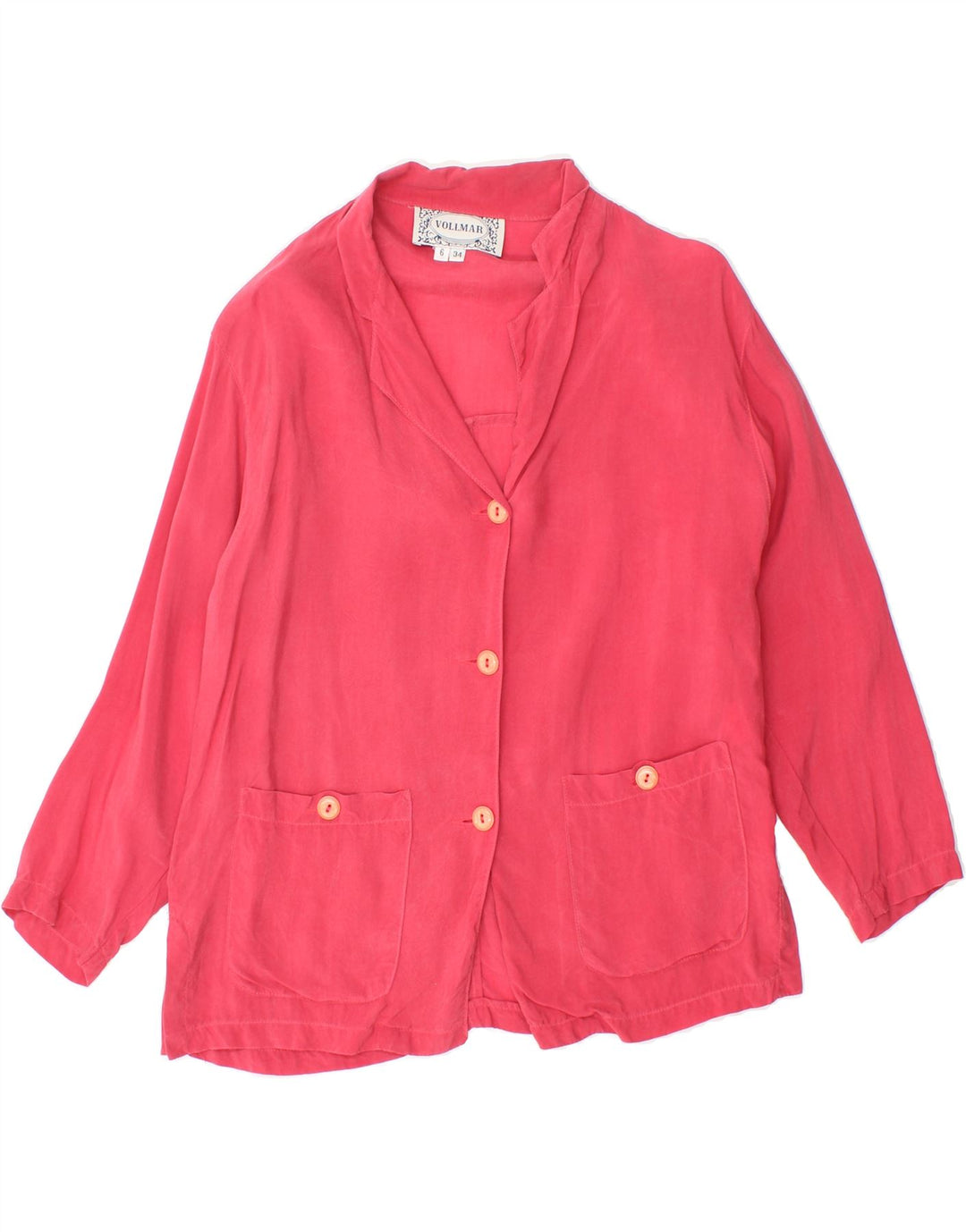 VINTAGE Womens 3 Button 3/4 Sleeve Blazer Jacket US 6 Medium Pink Vintage Vintage and Second-Hand Vintage from Messina Hembry 