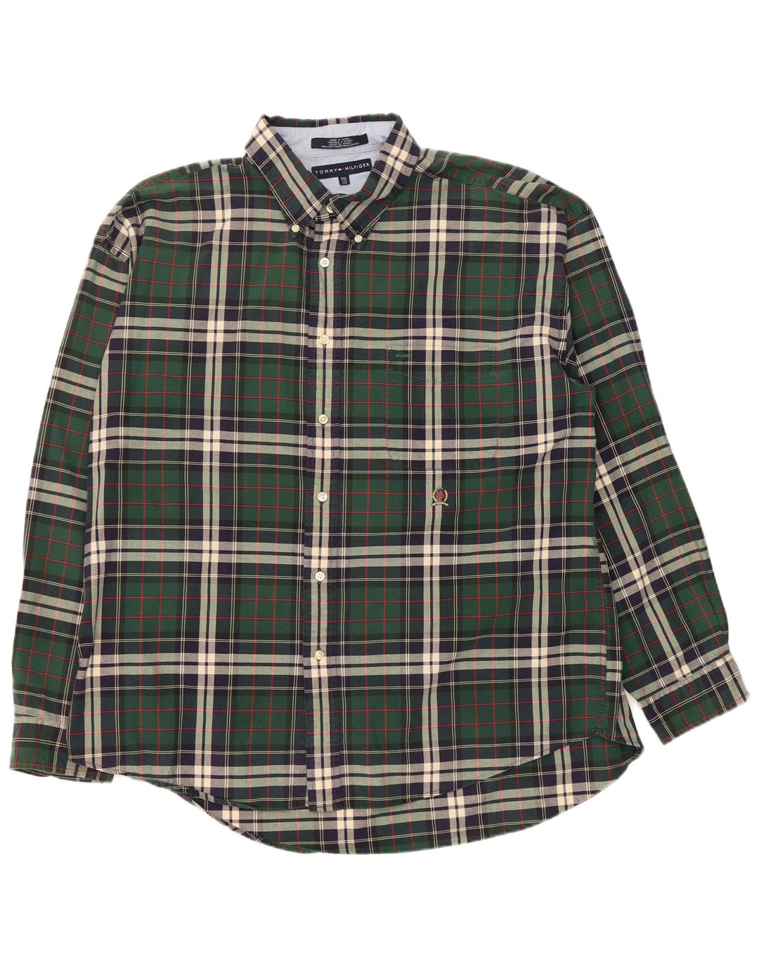 Męska koszula flanelowa Tommy Hilfiger 2XL, bawełniana w zieloną kratkę