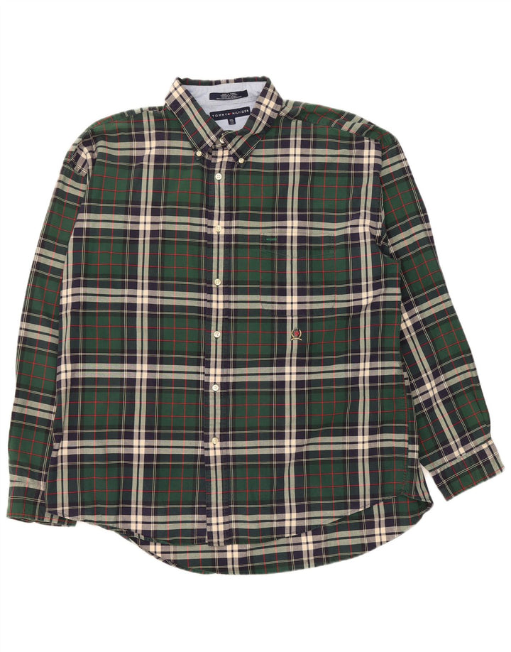 Męska koszula flanelowa Tommy Hilfiger 2XL, bawełniana w zieloną kratkę