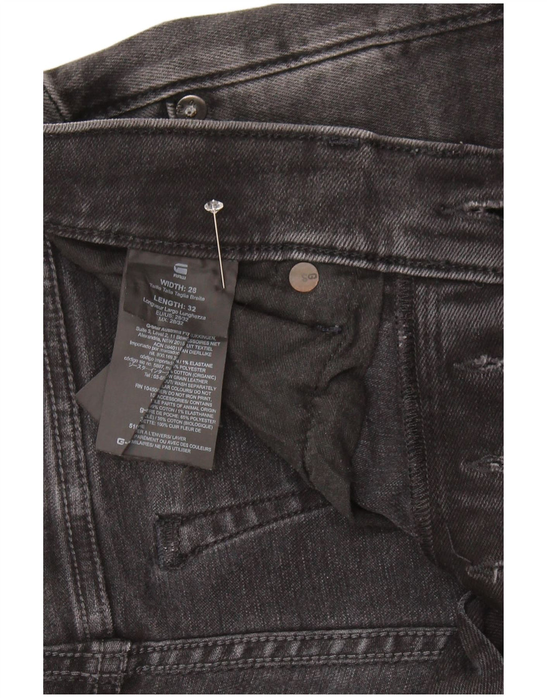 G-Star Damskie 3301 Slim Jeans W28 L32 Czarna bawełna