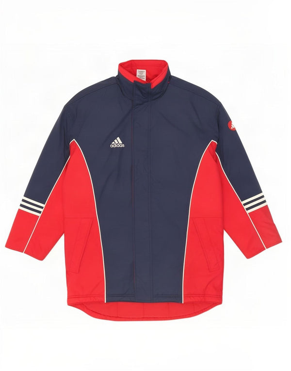 Męski ocieplany płaszcz z kapturem Adidas UK 38/40 Średni granatowy kolor blokowy