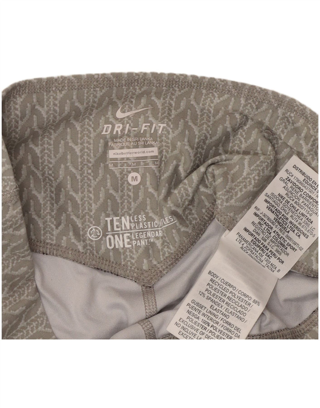 Damskie legginsy Nike Dri Fit Capri UK 14, średnioszary, geometryczny poliester