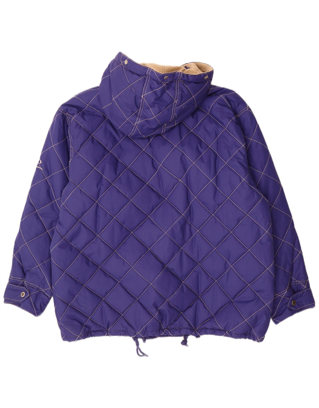 Męska pikowana kurtka z kapturem w stylu vintage UK 42 XL Fioletowy poliester
