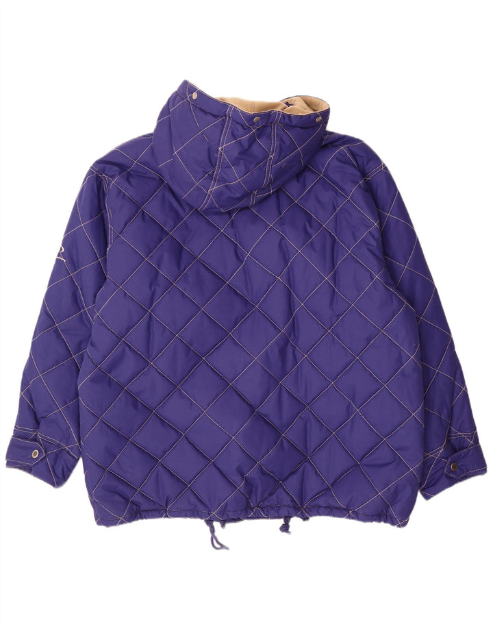 Męska pikowana kurtka z kapturem w stylu vintage UK 42 XL Fioletowy poliester