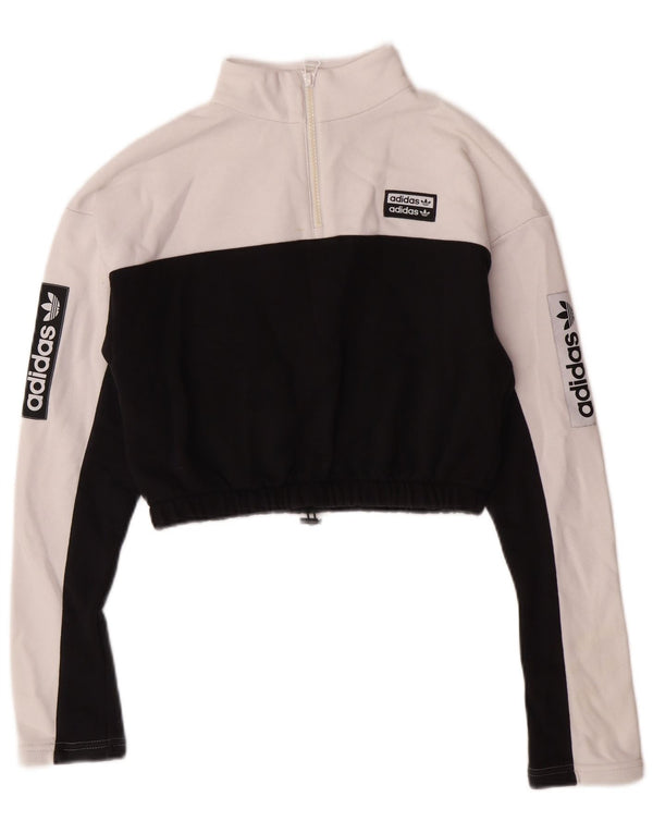 Damska bluza ADIDAS Crop Graphic Jumper UK 8 Small White Colorblock