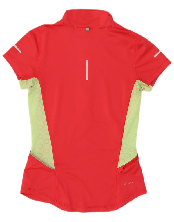 Damski T-shirt Nike Dri Fit z zamkiem błyskawicznym, UK 6 XS, czerwony, blok kolorów