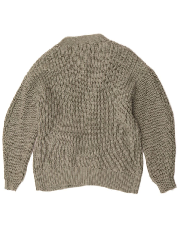 Damski sweter oversize Zara z wiązaniem z przodu, UK 10, mały, zielony akryl