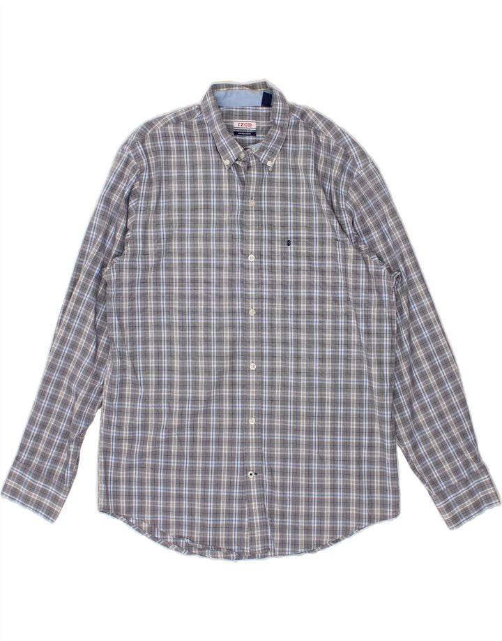 IZOD Mens Shirt Medium Blue Check Cotton Vintage Izod and Second-Hand Izod from Messina Hembry 