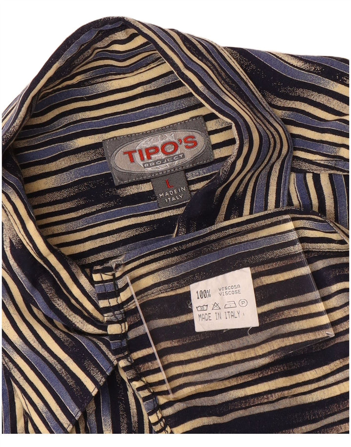 Koszula męska z krótkim rękawem Tipo' S, duża, wielokolorowa wiskoza w paski