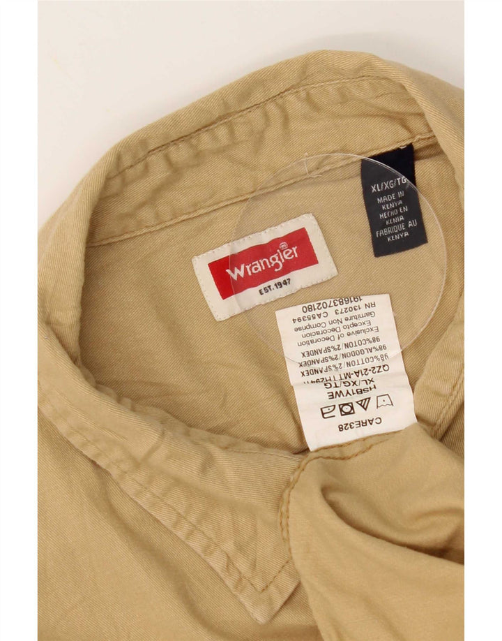 Koszula męska z krótkim rękawem Wrangler XL, beżowa, bawełniana