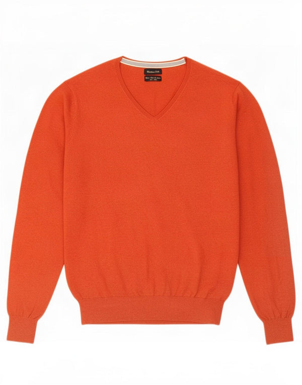 Męski sweter Massimo Dutti z dekoltem w kształcie litery V, duży, czerwony, bawełniany