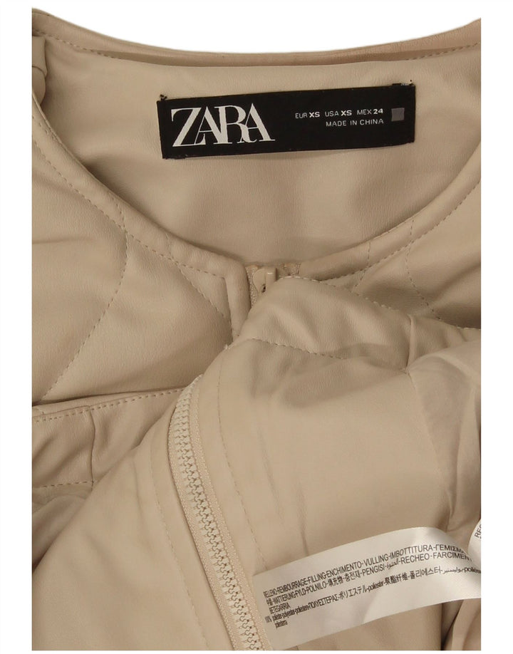 Damska pikowana kurtka oversize ze sztucznej skóry Zara UK 6 XS Beżowy poliester