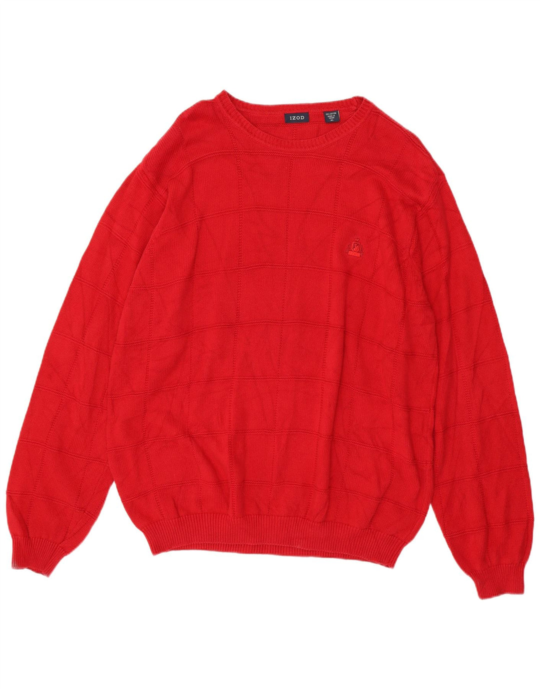 Izod Męski sweter z okrągłym dekoltem XL, czerwony, bawełniany