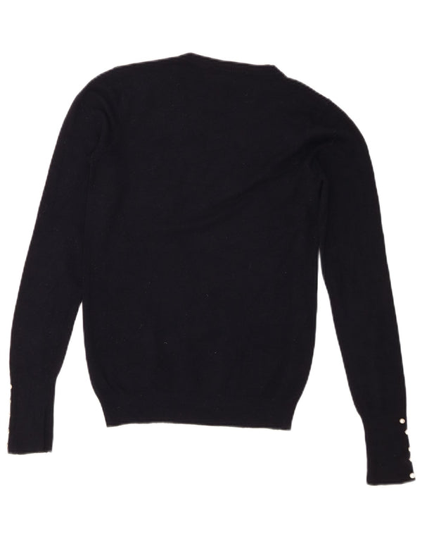 Sweter damski Zara z okrągłym dekoltem UK 10 Small, granatowy, wiskozowy