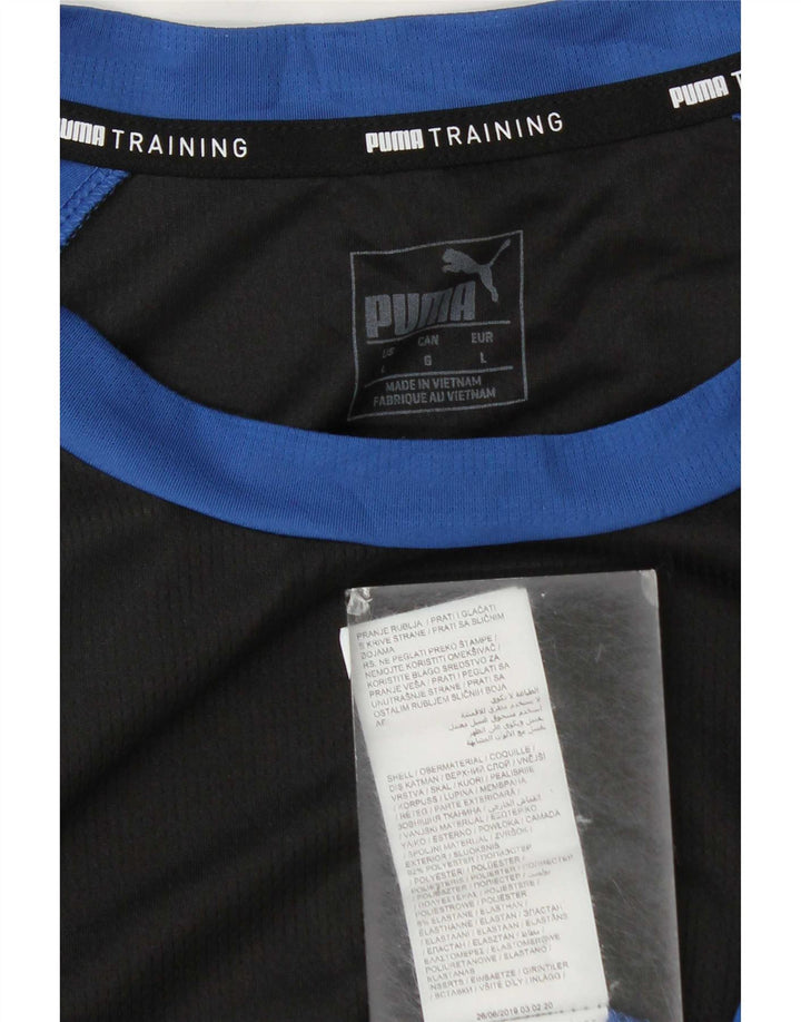 Męski T-shirt Puma Top, duży, niebieski, poliester z blokami kolorów