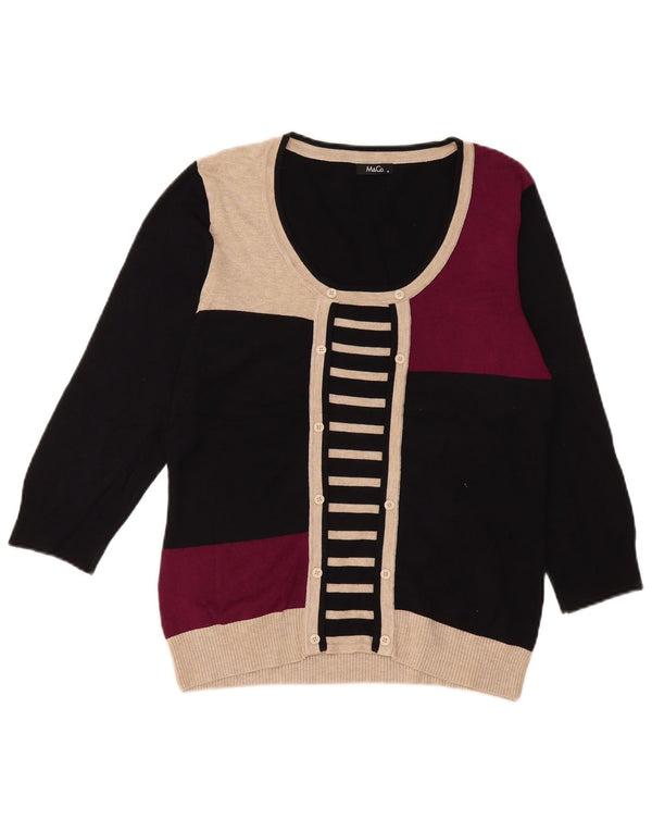 Damski sweter M&Co z dekoltem w łódkę, UK 14, średni czarny, blok kolorów
