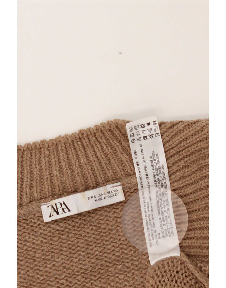 Damski podkoszulek oversize Zara UK 10, mały, brązowy akryl