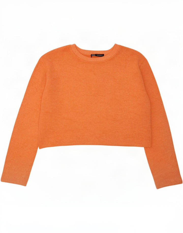 Damski krótki top oversize Zara z długim rękawem, UK 10, mały, pomarańczowy poliester