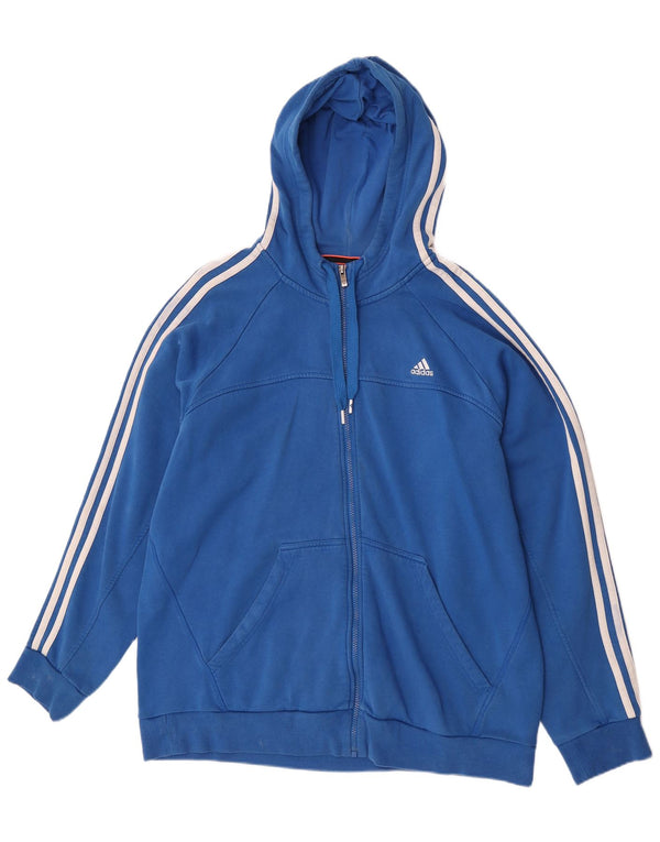 Adidas Męski sweter z kapturem i zamkiem błyskawicznym XL, niebieski, bawełniany
