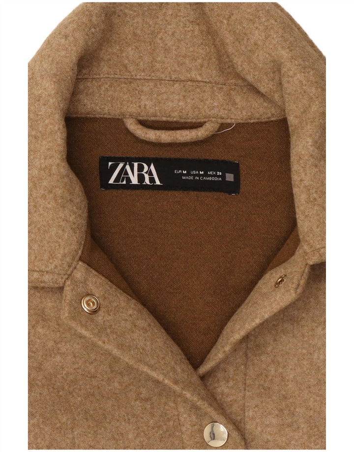 Damska koszula flanelowa Zara Lumberjack UK 14, średni beżowy poliester