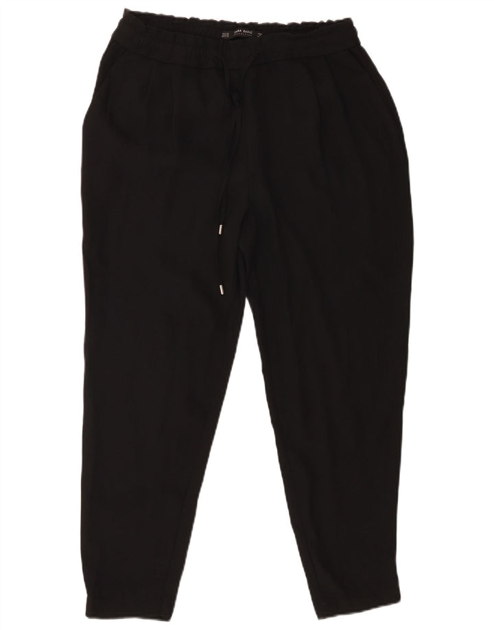 Damskie, przycięte spodnie Zara XS W24 L23 Czarny poliester