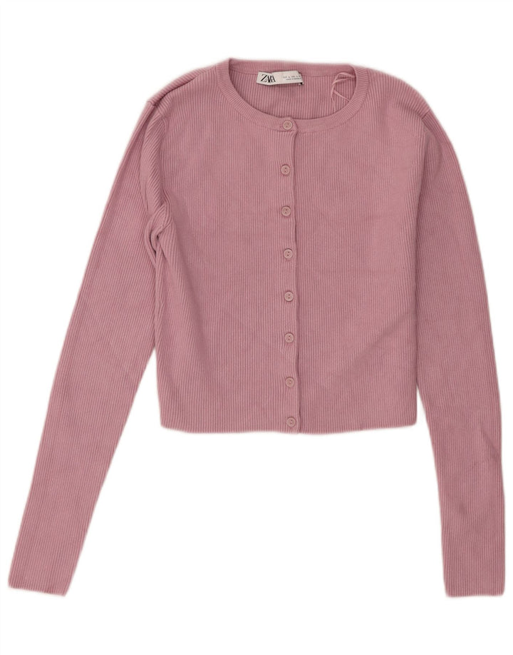 Damski krótki top Zara UK 14, duży, różowy, wiskoza