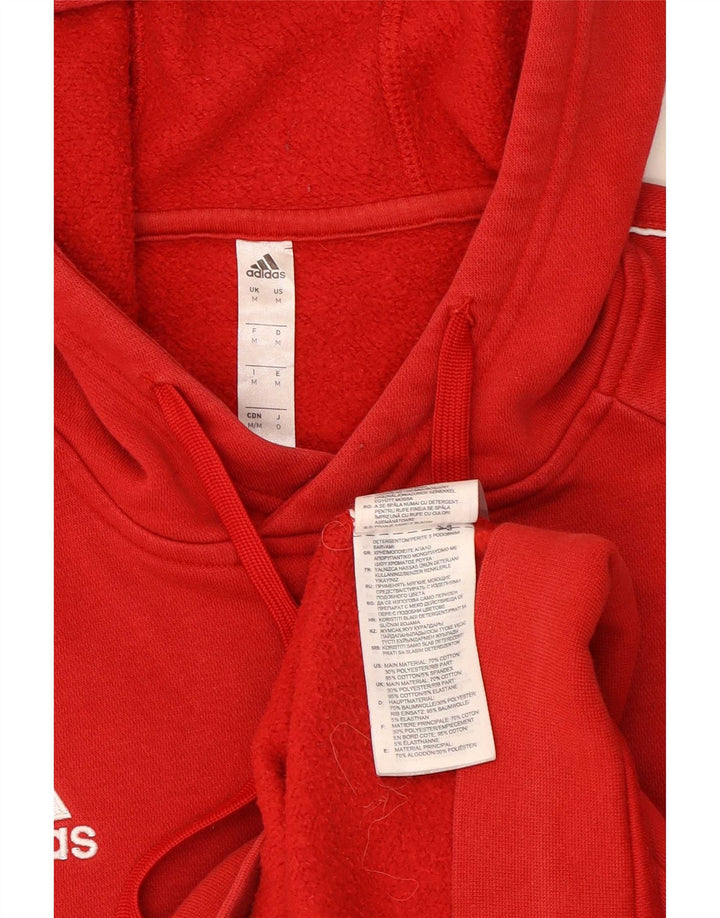 Adidas Męska bluza z kapturem, średnia czerwona, bawełniana