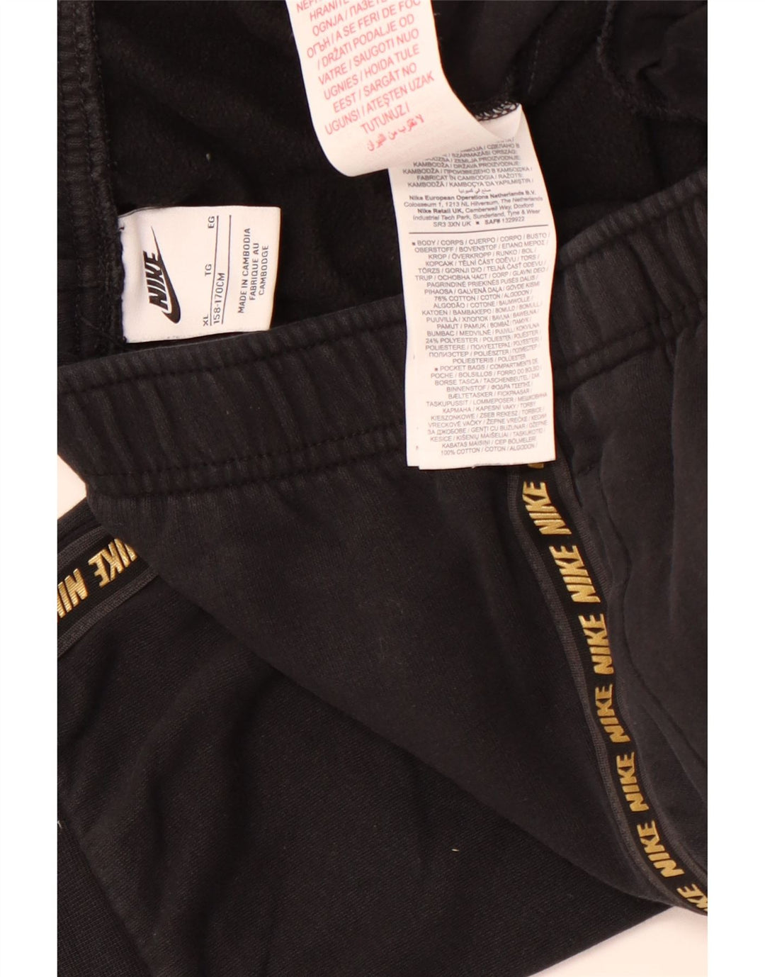 Dziewczęce spodnie dresowe z grafiką NIKE Joggery 13-14 lat XL, czarna bawełna