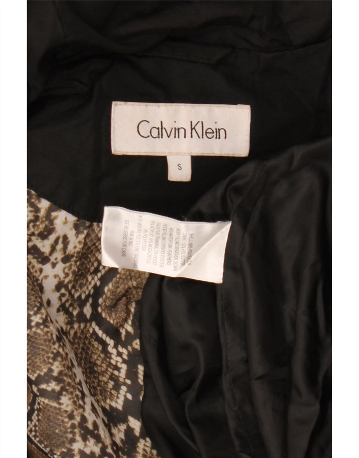 Damski ocieplany płaszcz z kapturem Calvin Klein UK 10, mały, czarny poliester
