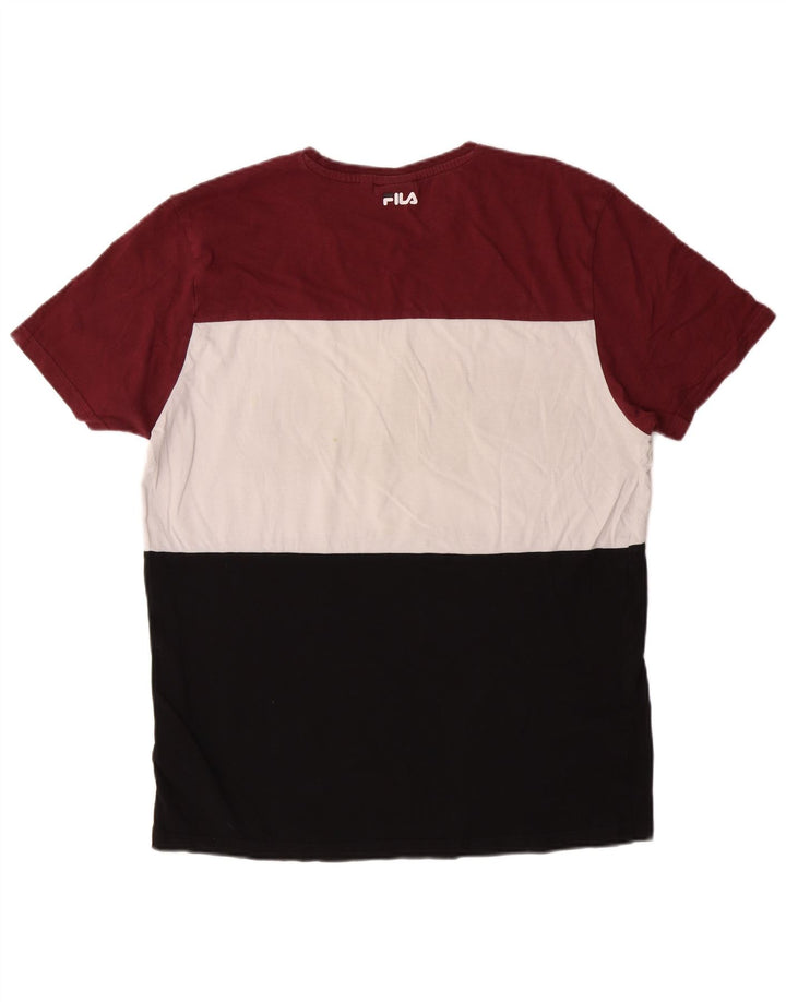 FILA Mens Graphic T-Shirt Top Medium Multicoloured Colourblock Cotton