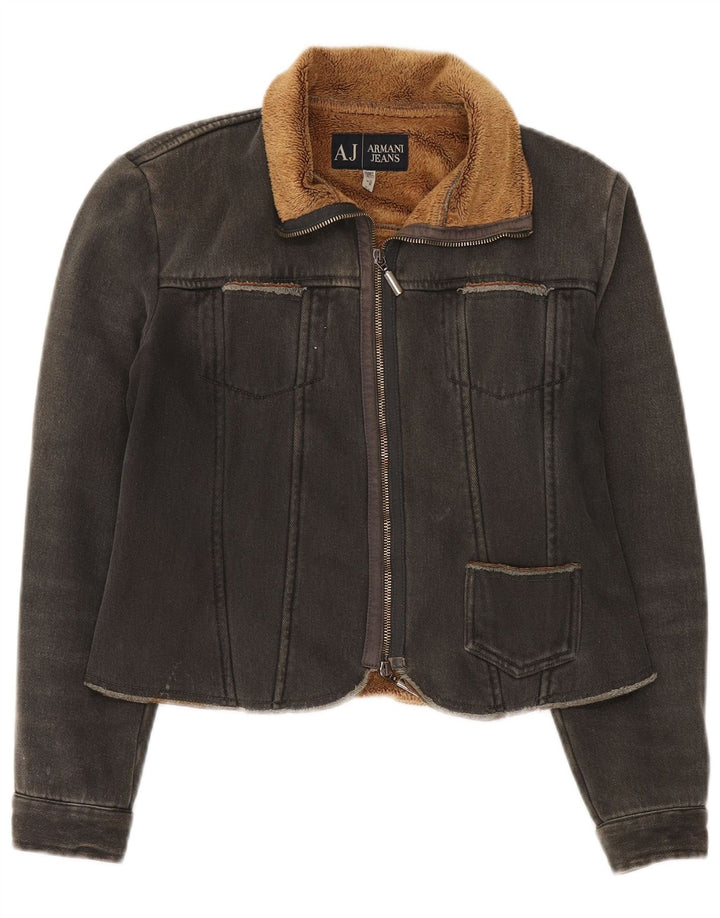 Damska kurtka dżinsowa Armani Jeans Sherpa IT 42, średni czarny poliester
