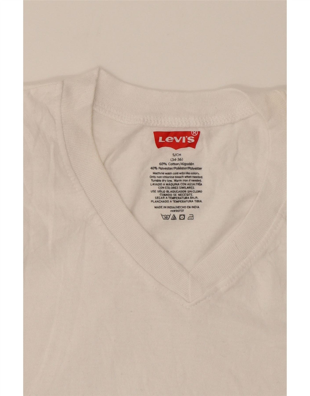 LEVI'S Mens T-Shirt Top UK 34/36 Small White Cotton Vintage Levi's and Second-Hand Levi's from Messina Hembry 