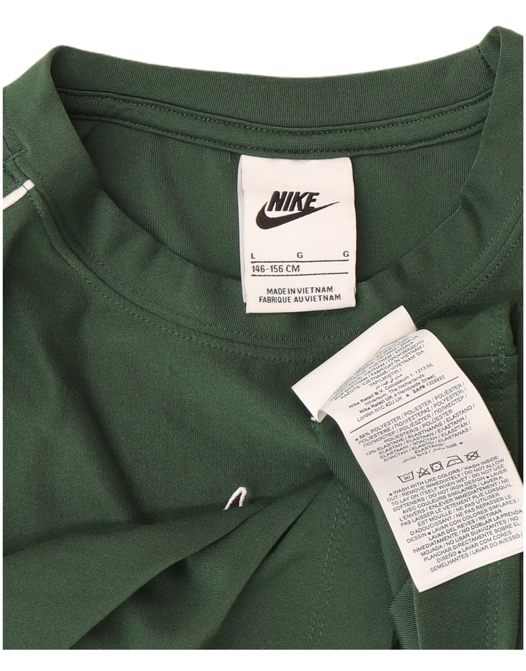 Dziewczęca krótka koszulka Nike z długim rękawem, 12-13 lat, duża, zielona, poliestrowa