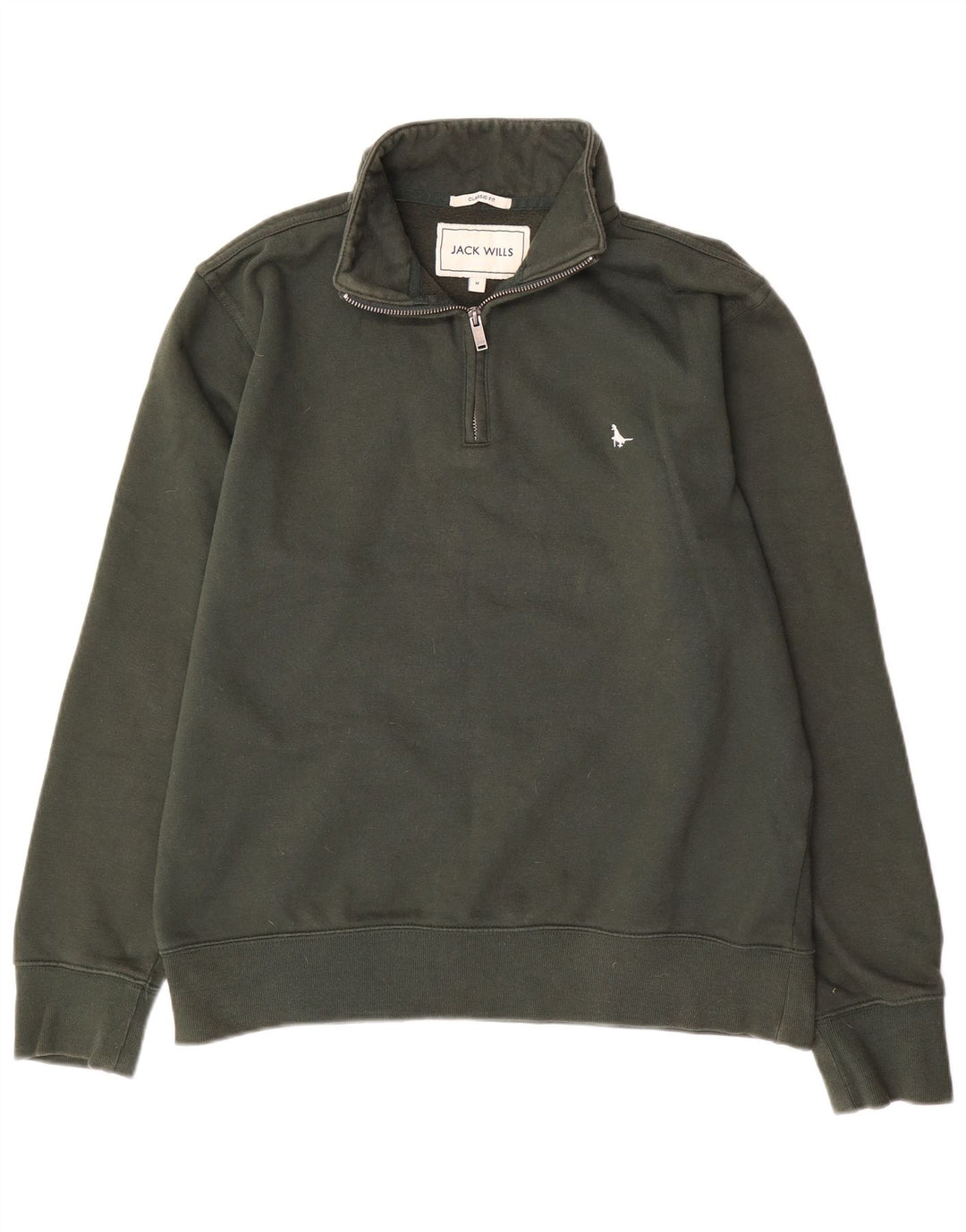 Męski sweter Jack Wills o klasycznym kroju i zapinanym na zamek, średniej wielkości bawełna khaki