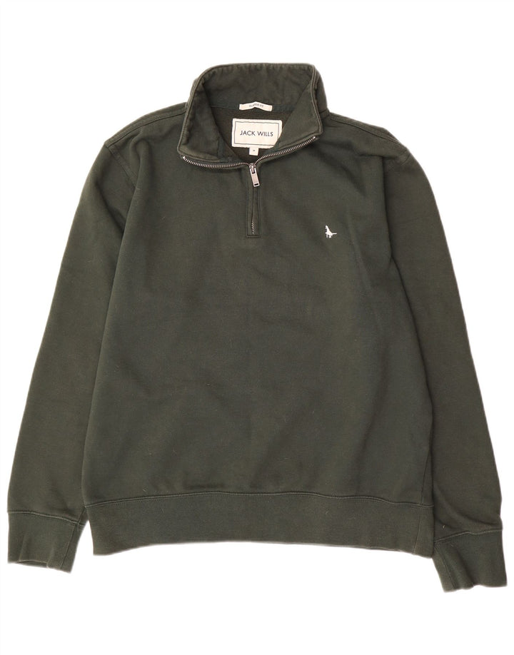 Męski sweter Jack Wills o klasycznym kroju i zapinanym na zamek, średniej wielkości bawełna khaki