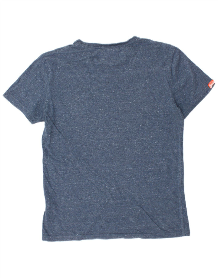 SUPERDRY Męski T-shirt Top Średni Granatowy Bawełniany Nakrapiany