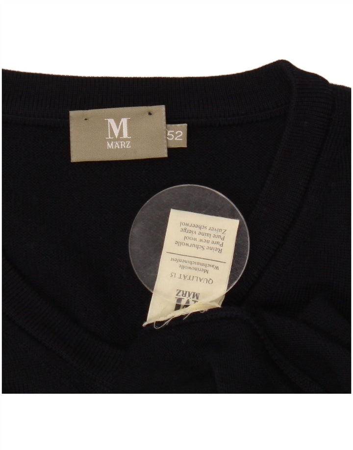 Męski sweter MARZ z dekoltem w kształcie litery V IT 52, duży, granatowy, wełniany