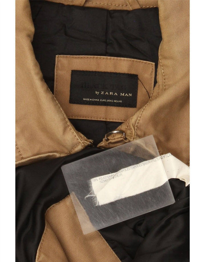 Męska kurtka wojskowa Zara UK 40, duża, brązowa, poliestrowa